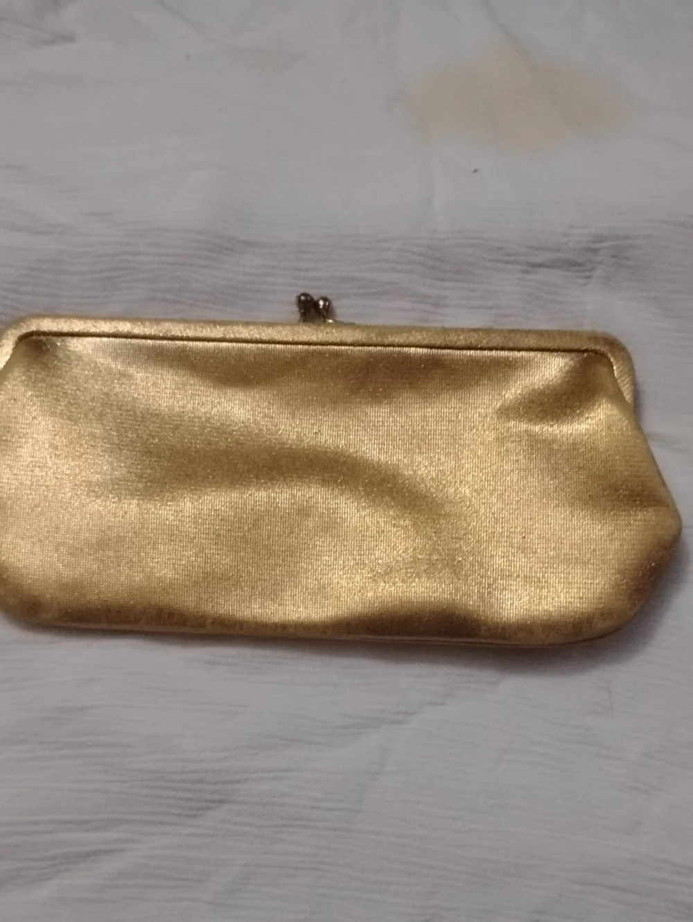 Gold Satin Kiss-Lock Evening Clutch - Women's Wristlet
